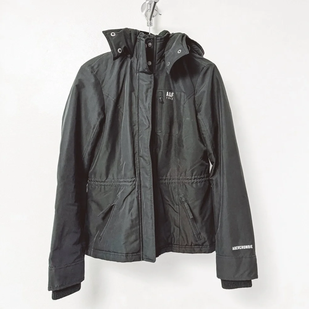 Abercrombie + Fitch All Season‎ Weather Fall Warrior Hooded Jacket Black Large